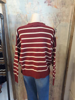 Burgundy/Ivory Stripe Sweater
