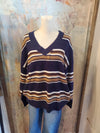 Multicolor Stripe V Neck Long Sleeve Sweater