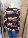 Multicolor Stripe V Neck Long Sleeve Sweater