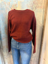 Solid Crew Neck Front Seam Knit Sweater