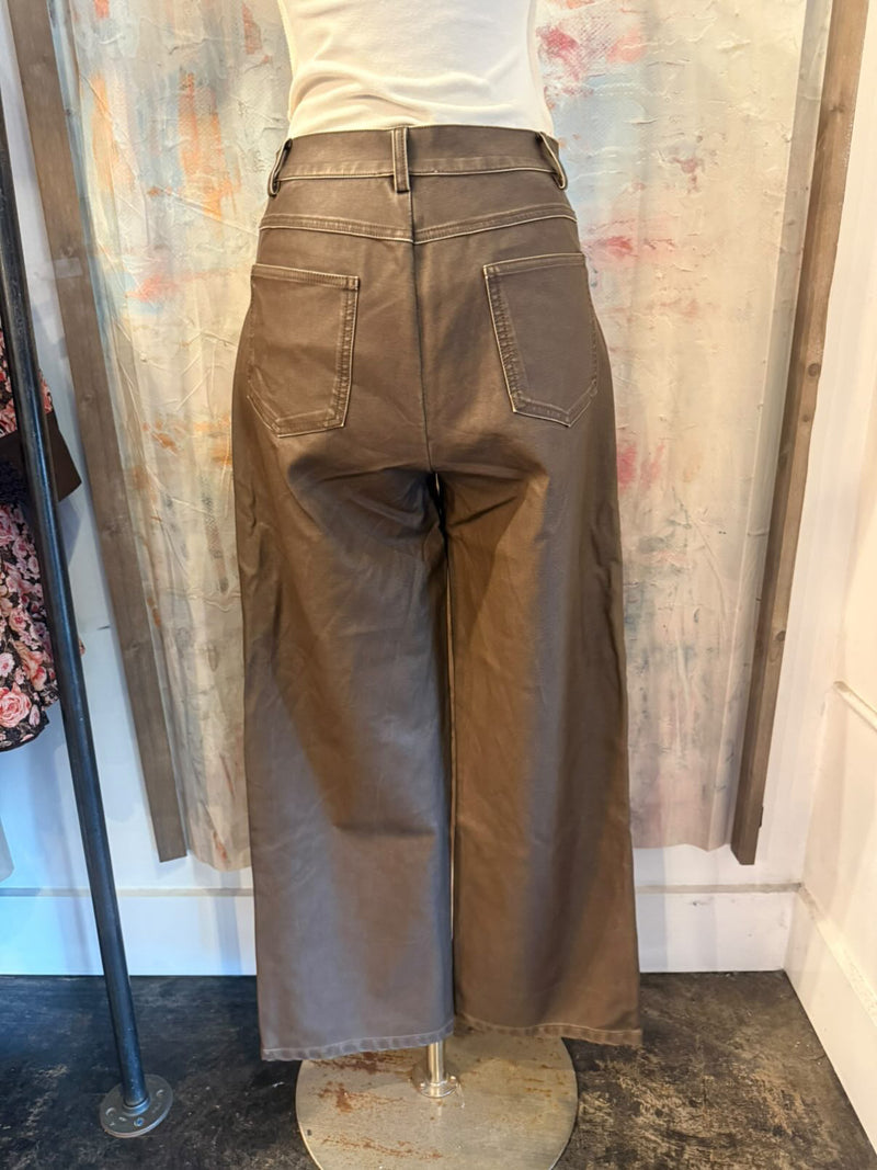 Vintage Washed Faux Leather Pants