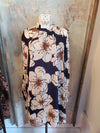 Navy Beige Brown Mock Neck Dress