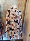 Navy Beige Brown Mock Neck Dress