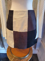 Patch Work Effect Suede Skirt