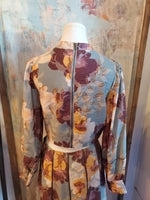 Sage Floral Zip Back Top