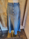 Long Denim Side Buckle Detail Skirt