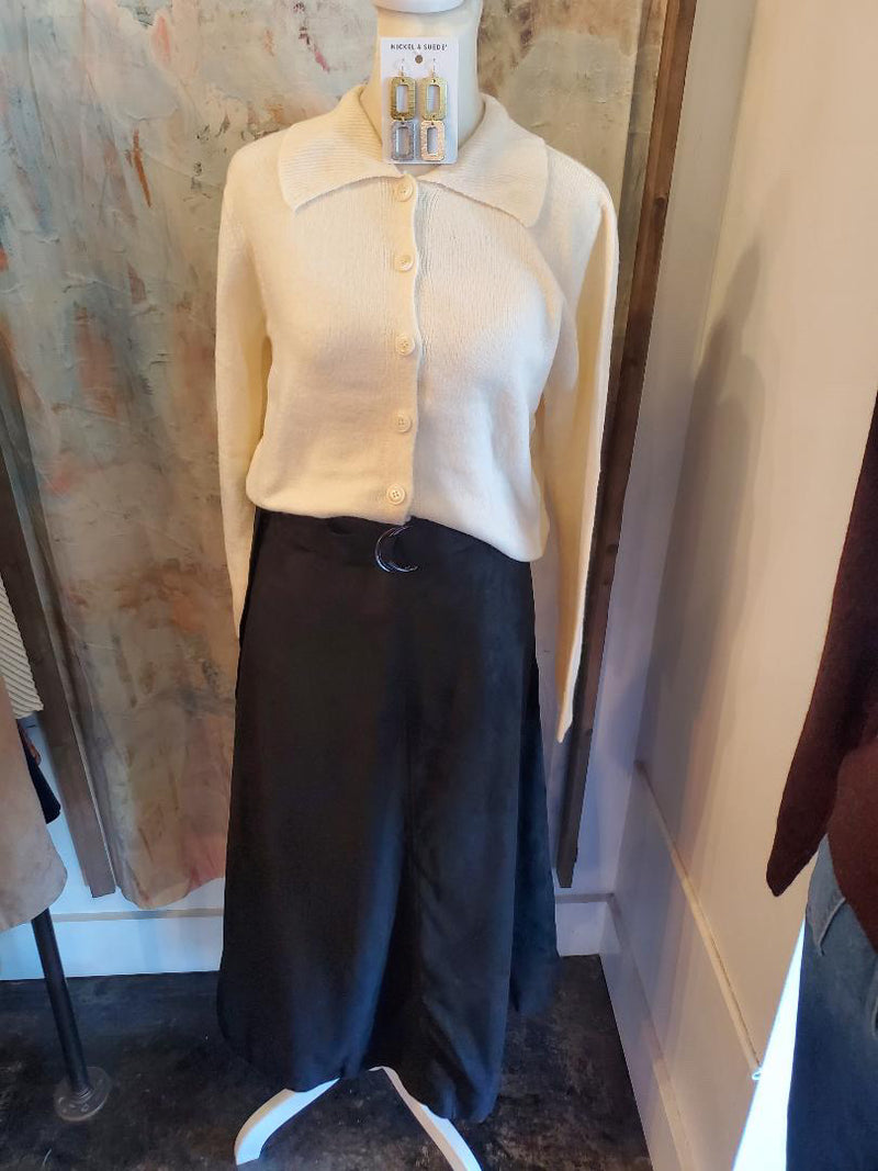 Suede A Line Skirt With Belt