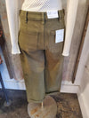 High Rise Slim Wide Olive Denim
