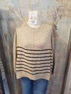 Stripe Front Seam Detail Long Sleeve Sweater