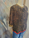 Contrast Wavy Hem Detail Animal Print Top