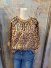 Puff Sleeve Metallic Animal Print Top