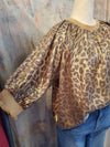 Puff Sleeve Metallic Animal Print Top