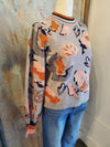 Knit Floral Pattern Sweater Top
