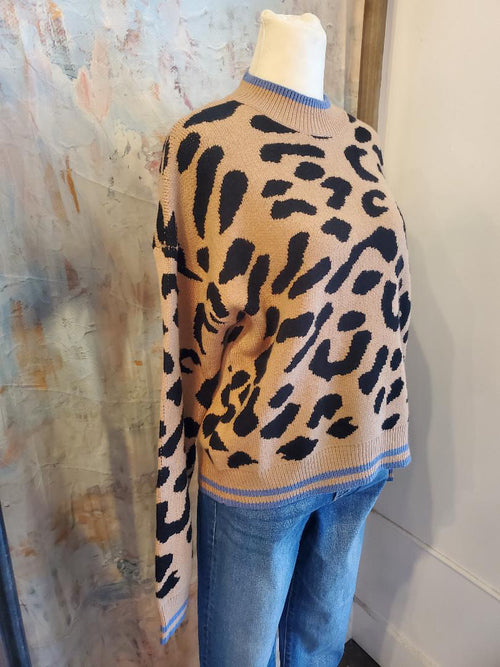 Cheetah Print Knit Sweater Top