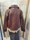 Burgundy Faux Leather Jacket with Pocket Detail