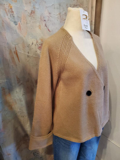 Toggle Detail Print Sweater