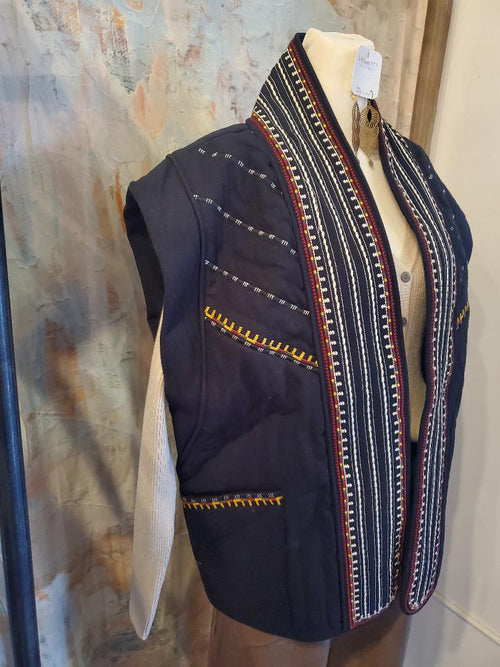 Overfit Embroidery Quilted Vest