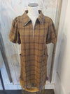 Zip Plaid Dress with Ruffle Detail