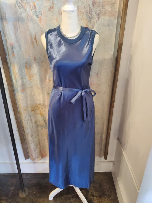 Satin Tie Waist Midi Dress