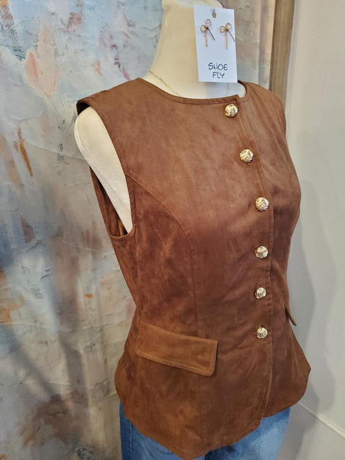 Faux Suede Sleeveless Vest