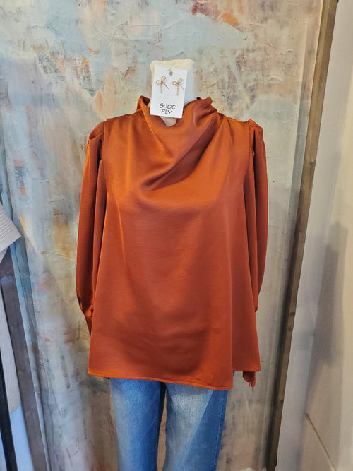 Long Sleeve Pleat Shoulder Detail Top