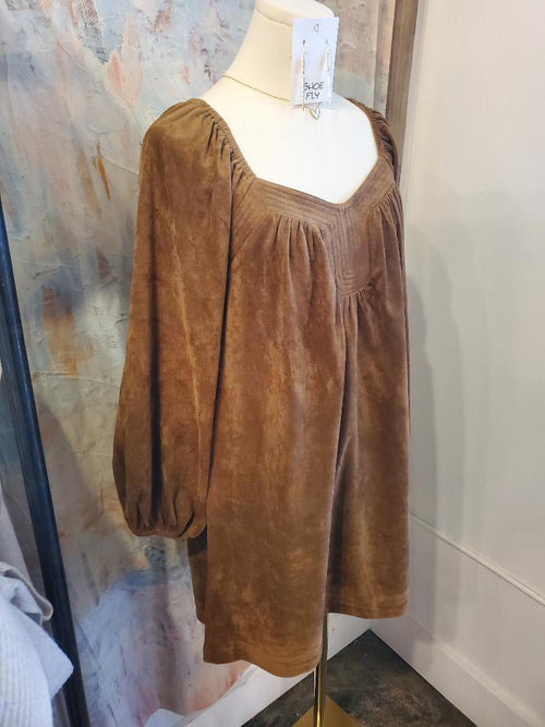 Stitch Detailed Suede Dress