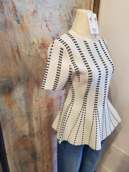 Jacquard Sweater with Peplum Detail