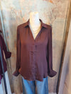 V Neck Shirt with Button Front Detail