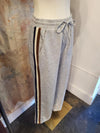 Navy Brown Stripe Detail Pants with Pockets
