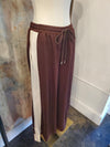Brown Stripe Leg Detail Pants with Pockets