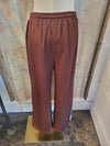 Brown Stripe Leg Detail Pants with Pockets