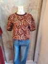 Puff Sleeve Print Sweater Top