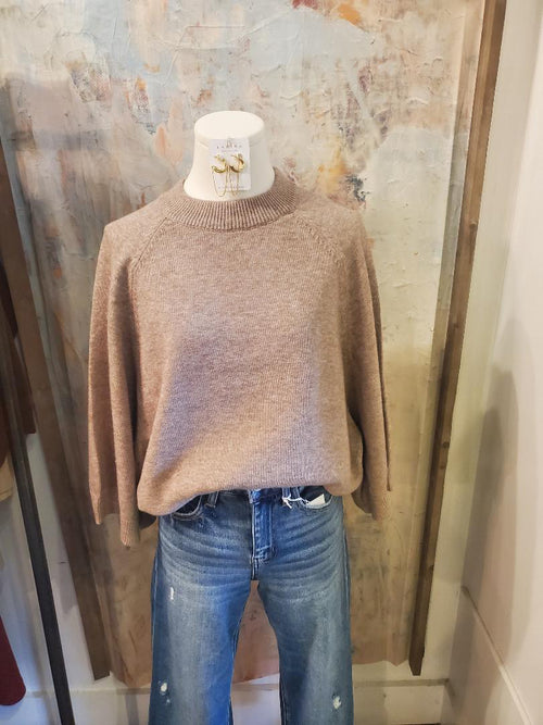 Short Sleeve Wide Sleeve Crew Neck Sweater