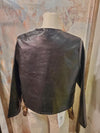 Whipstitch Edge Faux Leather Jacket with Detail Buttons