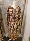 Brown Floral Print Midi Dress