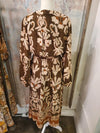 Brown Floral Print Midi Dress