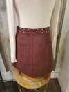 Suede Mini Skirt with Brass Studs