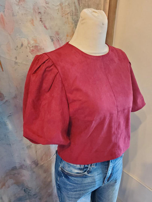 Faux Suede Zip Back Top
