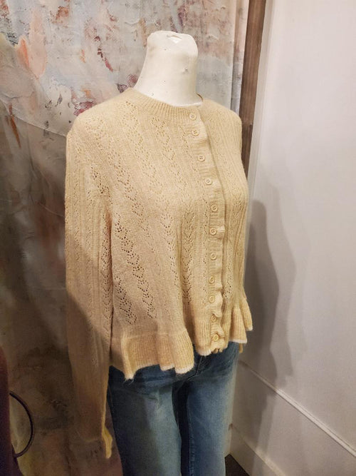 Button Front Detail Sweater with Ruffle Detail