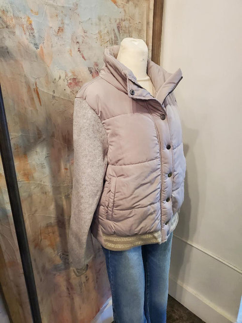 Mixed Media Puffer Jacket