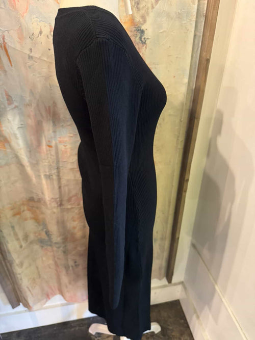 See Through Detail Sweater Midi Dress