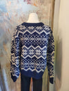 Snow Flake Pattern Round Neck Sweater Top