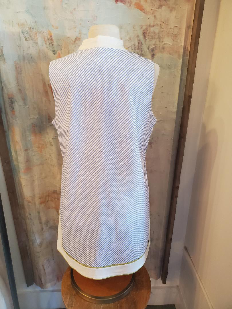 Sleeveless Vertical Stripe Pattern Dress with Pocket