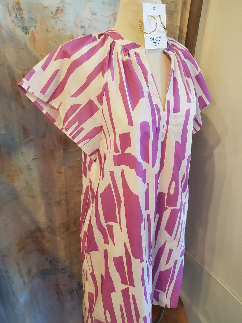 Print Mini Tunic Dress with Pockets