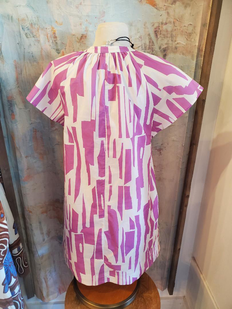Print Mini Tunic Dress with Pockets