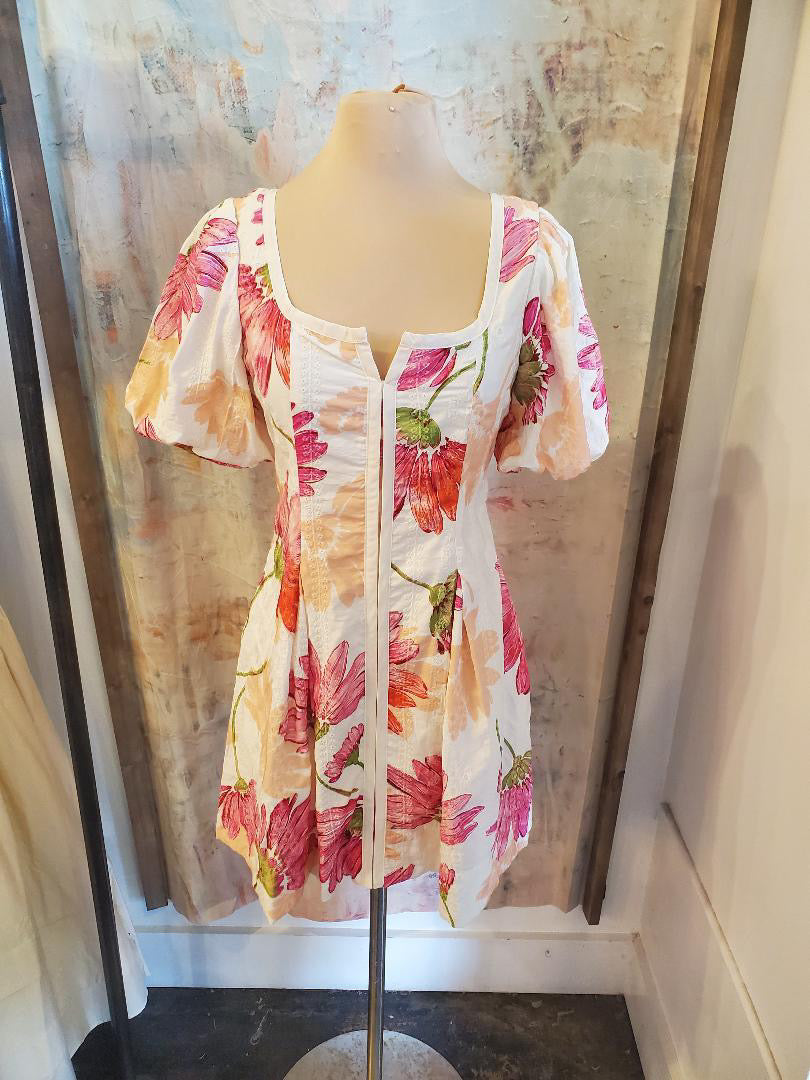 Short Sleeve Floral Lined Dress