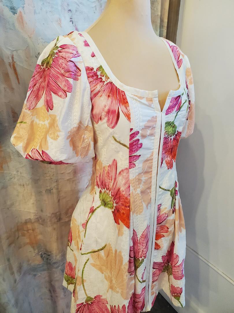 Short Sleeve Floral Lined Dress