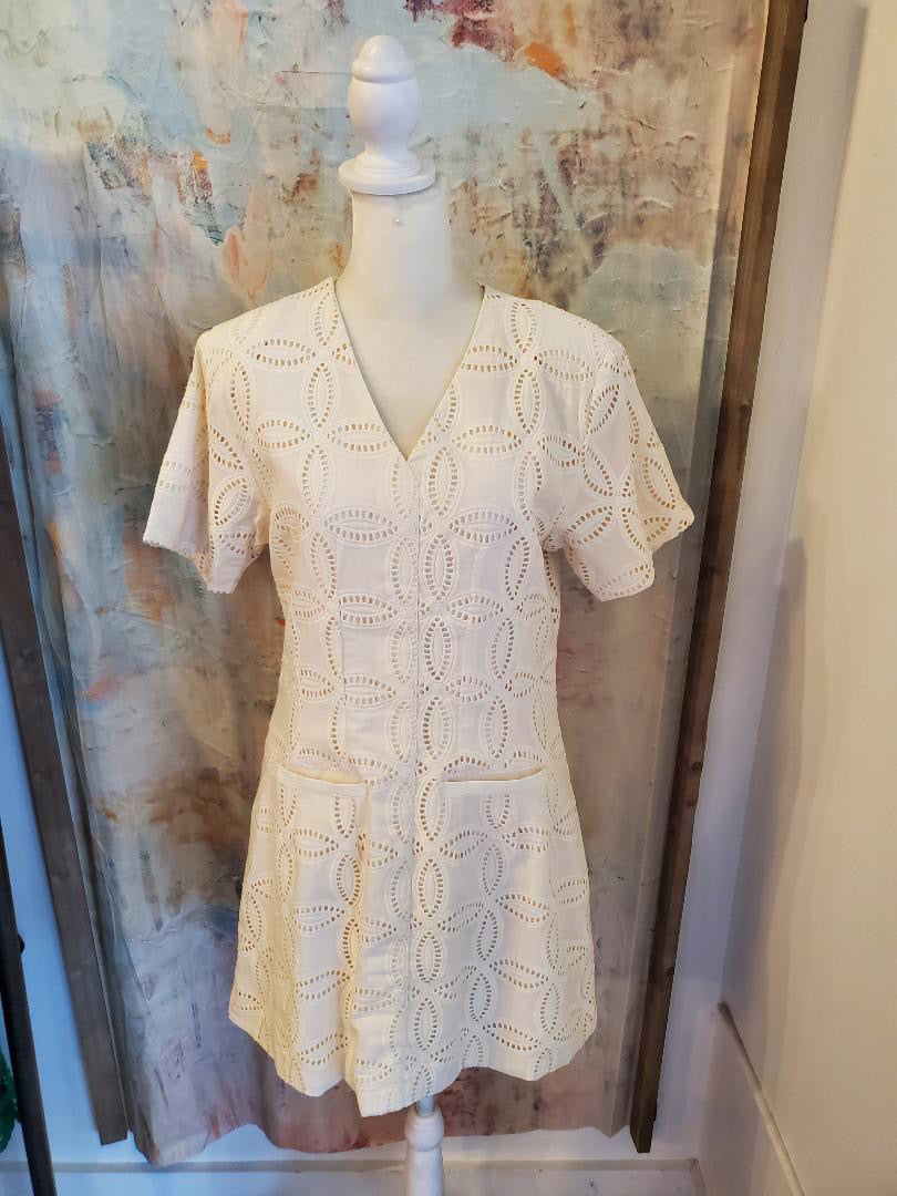 Embroidery Eyelet Short Sleeve Dress