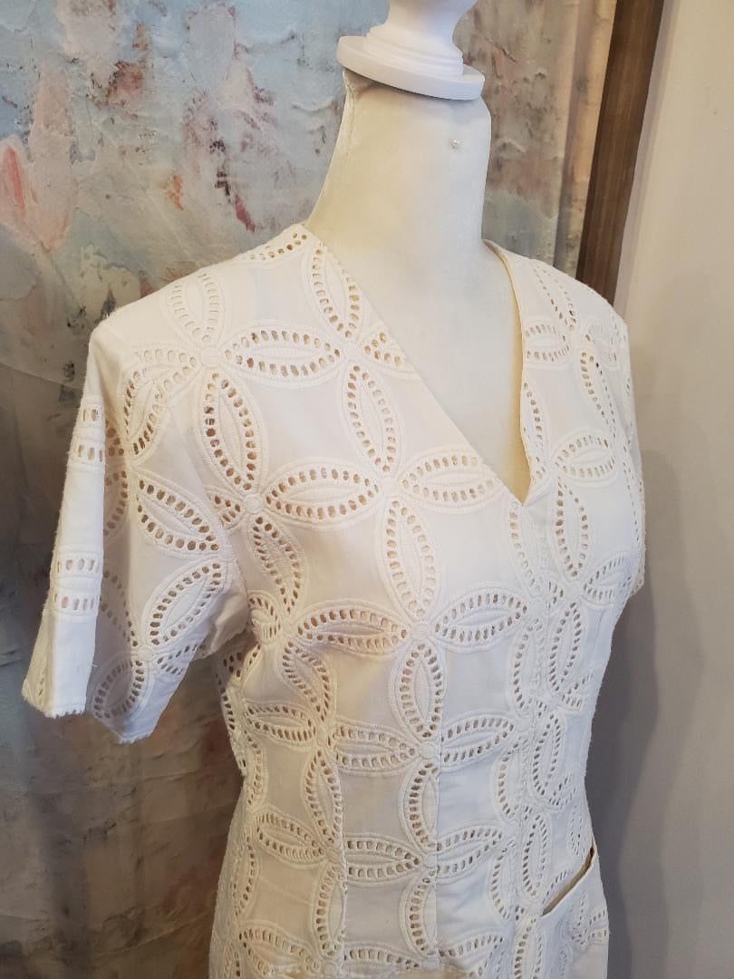 Embroidery Eyelet Short Sleeve Dress