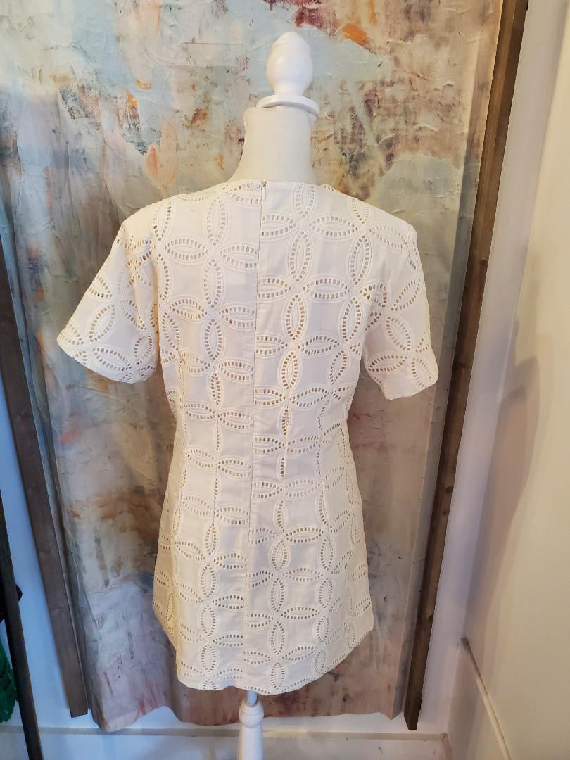 Embroidery Eyelet Short Sleeve Dress